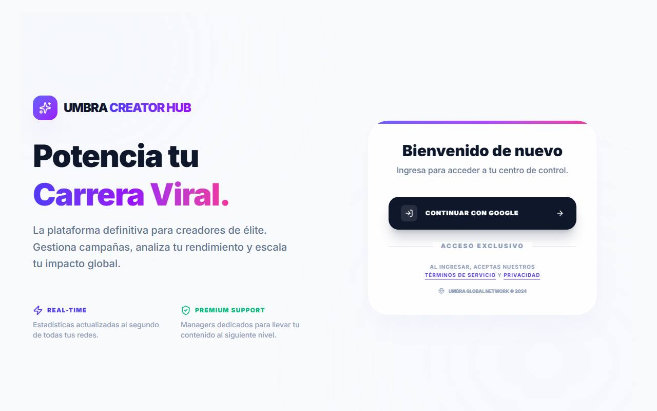 Preview de Umbra Creator Hub