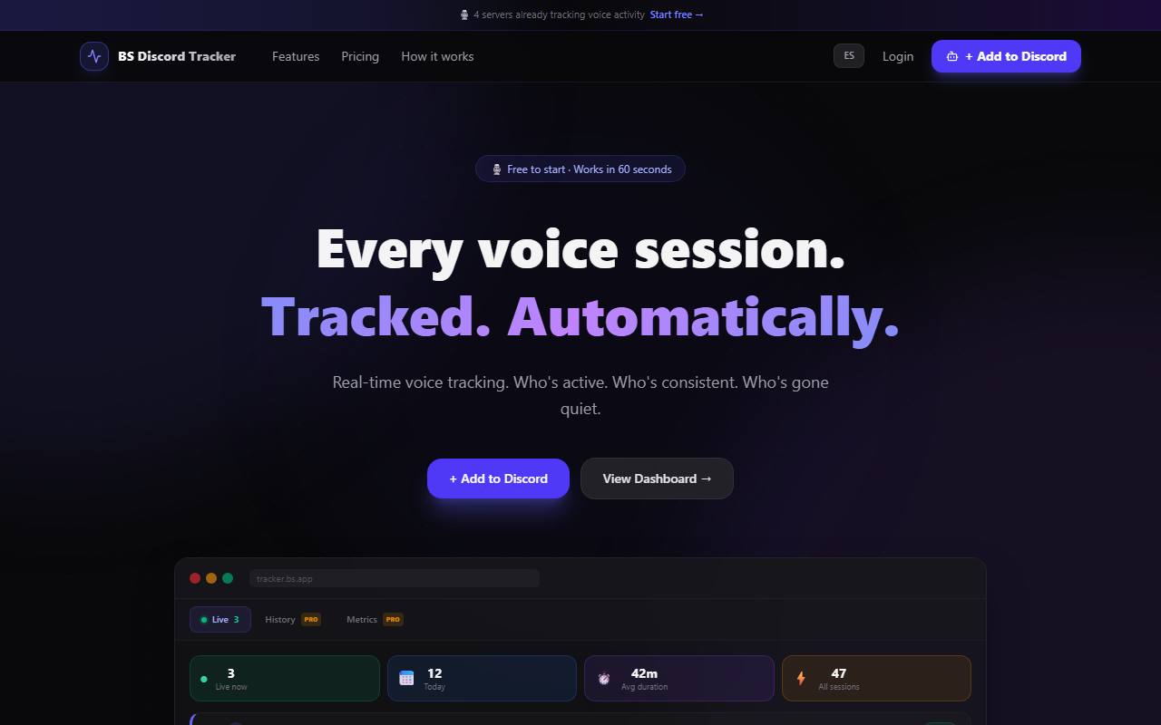 Preview de BS Discord Tracker